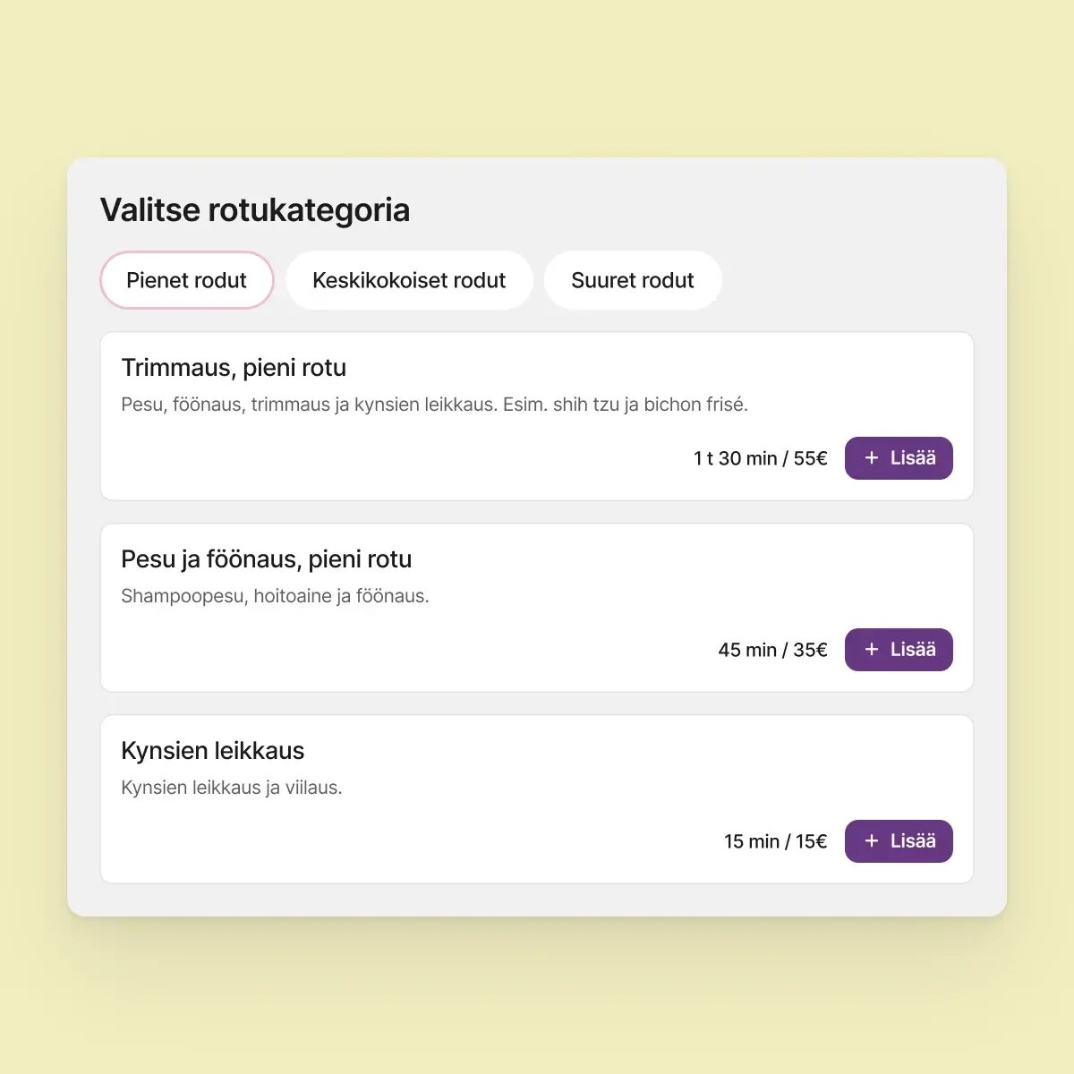 Valmiit koirarotukategoriat